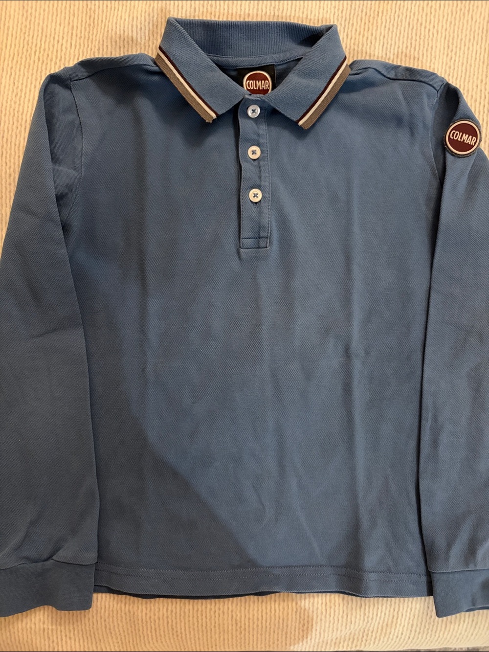 COLMAR Kids Long-Sleeve Polo in Slate Blue with Contrast Trim
